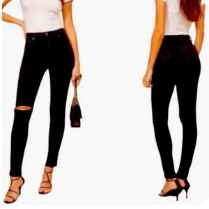 Reformation Size 29 Black Distressed Destroyed Serena High Skinny Jeans